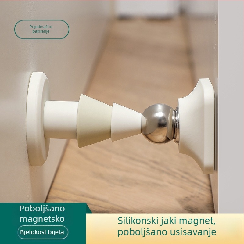 Podni dverni stopper sa usisavačem – bez bušenja, od silikona i metala, kupaonica, višestruka namjena