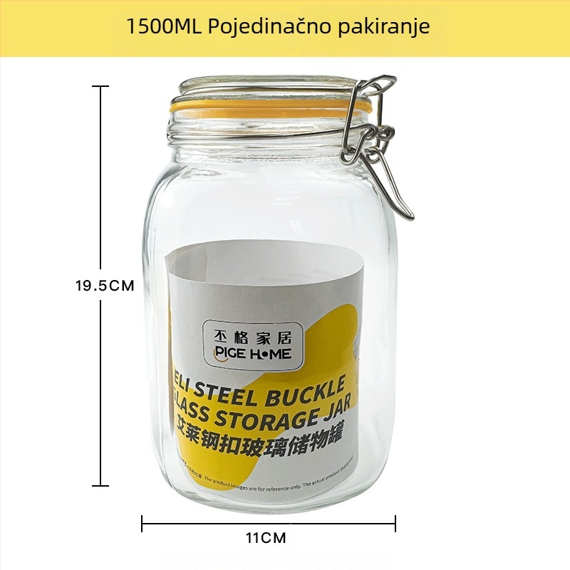 Zatvorena staklena posuda za hranu, četvrtasti oblik, 1–2 L