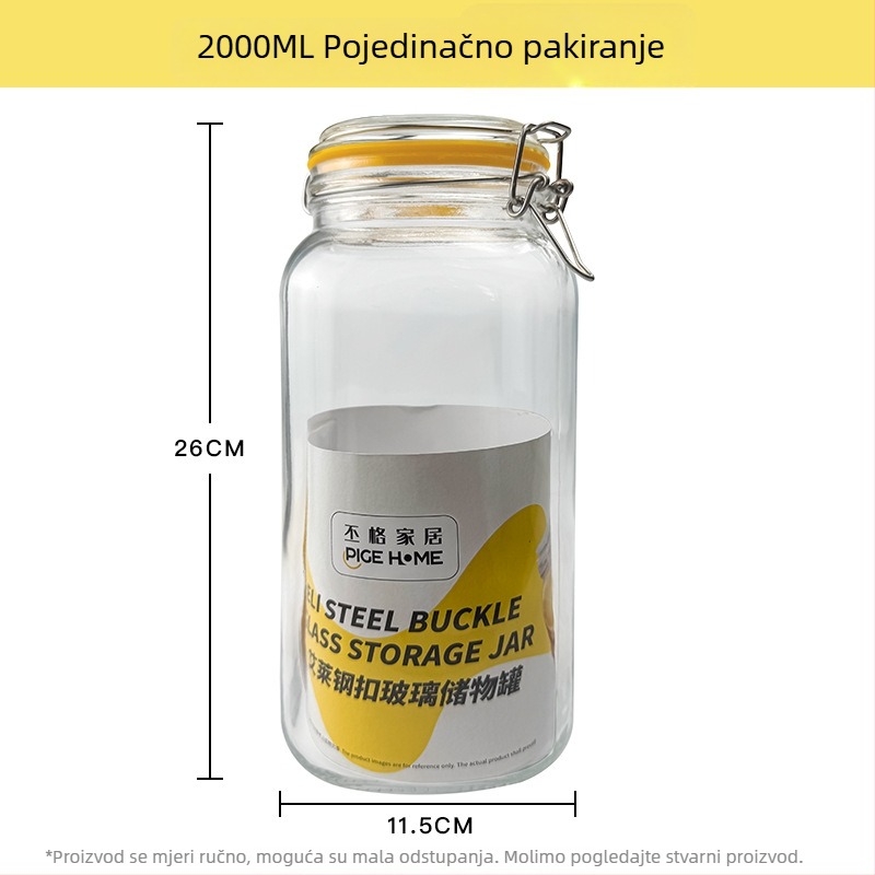 Zatvorena staklena posuda za hranu, četvrtasti oblik, 1–2 L