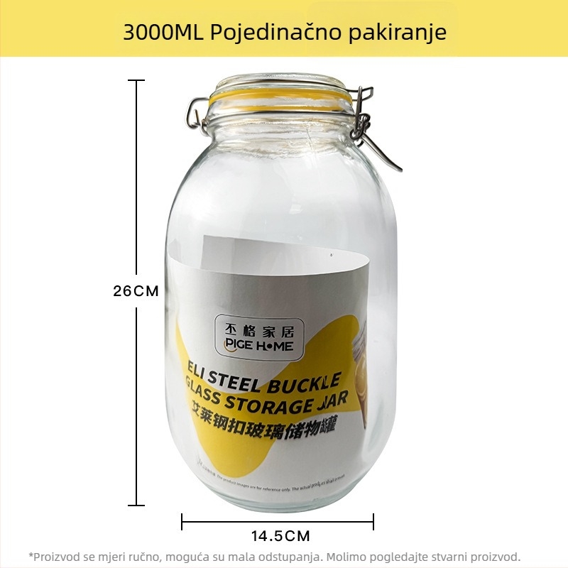 Zatvorena staklena posuda za hranu, četvrtasti oblik, 1–2 L