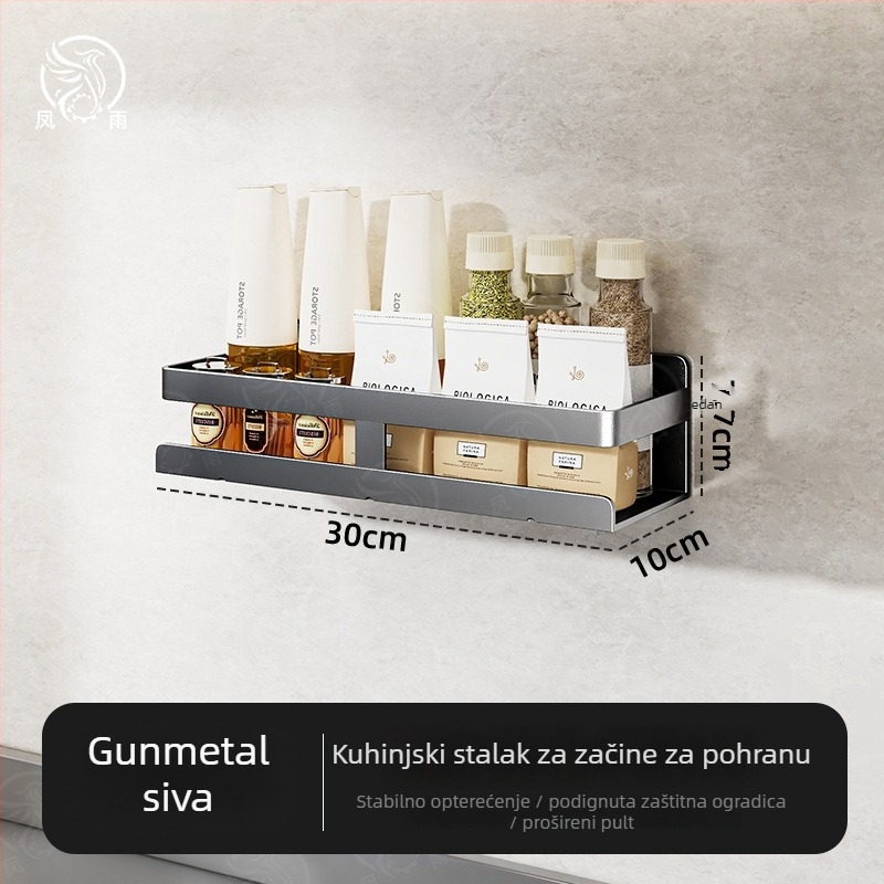 Moderne minimalistički set za začine sa zidnim držačem i keramičkim posudicama