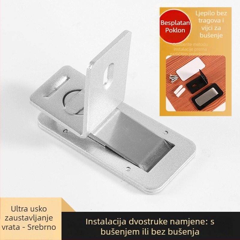 Bez bušenja magnetski podni držač za vrata, od nehrđajućeg čelika, ultra-tanki skrivenog dizajna, za kupaonicu i WC