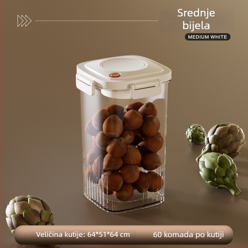 Vakuumska posuda za skladištenje, kućna upotreba, s pritisknim poklopcem, plastika prehrambene kvalitete, kvadratnog oblika, 800–1000 ml, za zrna kave, sušenu koru mandarine i medicinske materijale