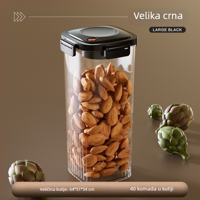 Vakuumska posuda za skladištenje, kućna upotreba, s pritisknim poklopcem, plastika prehrambene kvalitete, kvadratnog oblika, 800–1000 ml, za zrna kave, sušenu koru mandarine i medicinske materijale