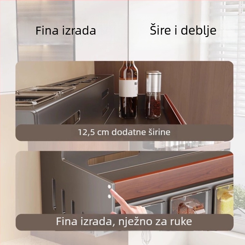 Zidni stalak za začine od orahovog drveta, bez bušenja