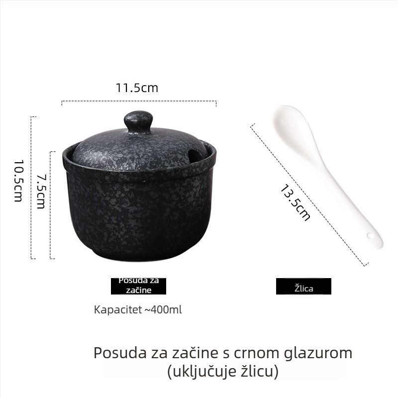 Keramička posuda za začine s poklopcem, kineskog stila