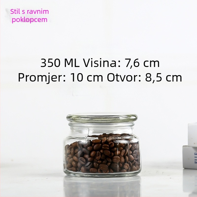 Staklena zatvorena posuda za pohranu, okrugla staklena posuda za čaj, med i žitarice, 800–1000 ml