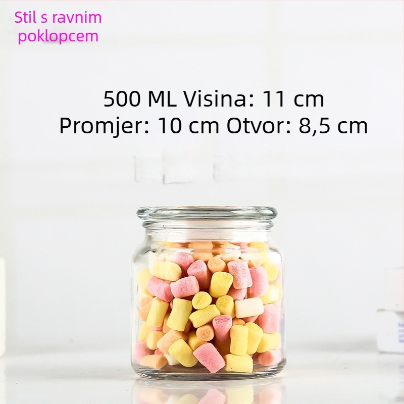 Staklena zatvorena posuda za pohranu, okrugla staklena posuda za čaj, med i žitarice, 800–1000 ml