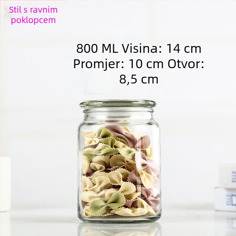 Staklena zatvorena posuda za pohranu, okrugla staklena posuda za čaj, med i žitarice, 800–1000 ml