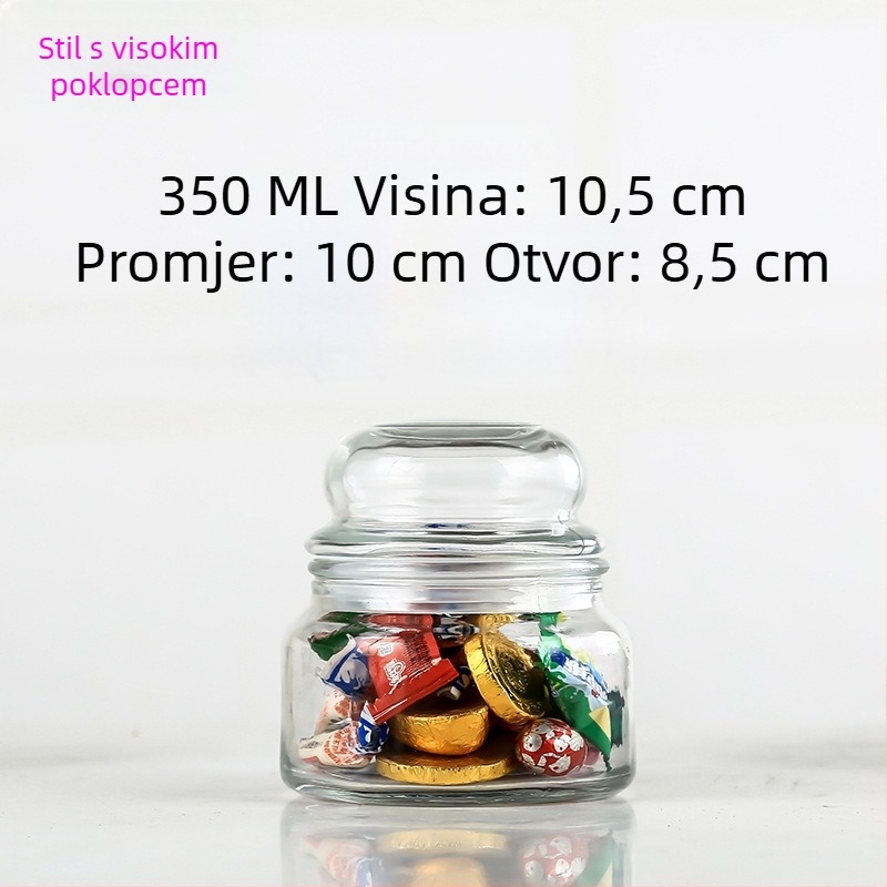 Staklena zatvorena posuda za pohranu, okrugla staklena posuda za čaj, med i žitarice, 800–1000 ml
