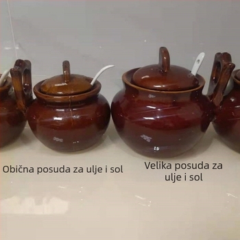 Retro keramička posuda za ulje i sol, kutija za začine za kuhinju i restoran, otporna na vlagu i propuštanje