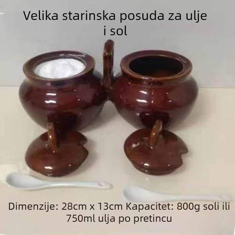 Retro keramička posuda za ulje i sol, kutija za začine za kuhinju i restoran, otporna na vlagu i propuštanje