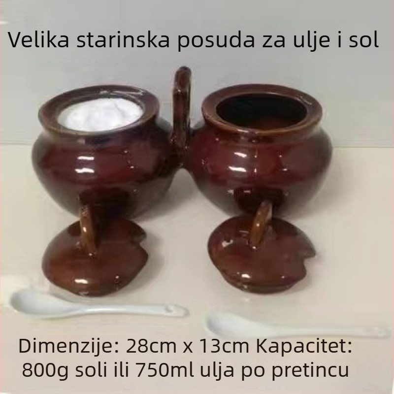 Retro keramička posuda za ulje i sol, kutija za začine za kuhinju i restoran, otporna na vlagu i propuštanje