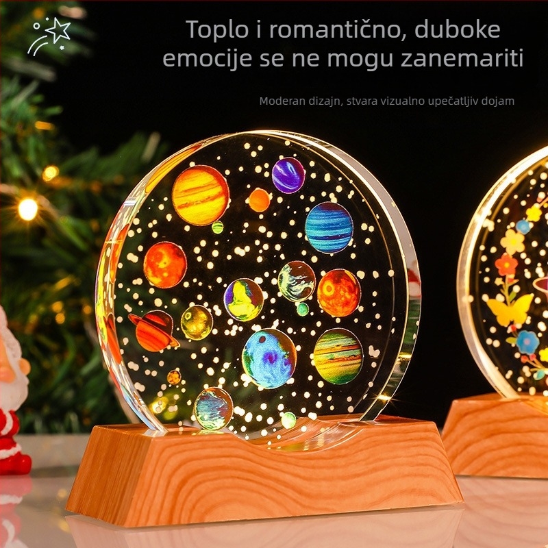 Šarena kristalna dekoracija, kružni disk, DIY poklon, svjetleća noćna lampica, romantično zvjezdano nebo, božićni poklon za prijatelje