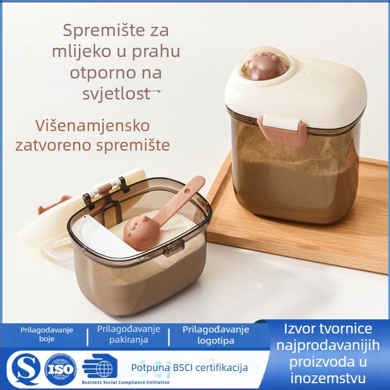 Prijenosni zatvoreni spremnik za mlijeko u prahu za putovanja, plastična kutija za skladištenje kave i grickalica, kuhinjska staklenka za brašno i žitarice