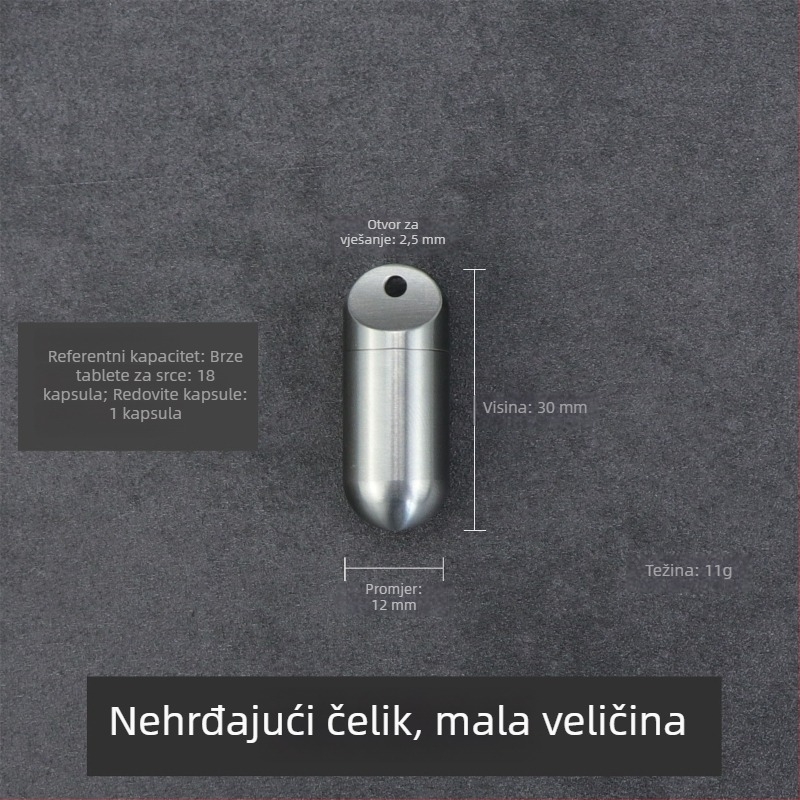Prenosna bočica za tablete od titanijeve legure, zatvorena i vodootporna, s karabinom za ključ, kompaktna kapsularna kutija za vanjsku upotrebu