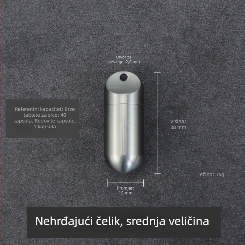 Prenosna bočica za tablete od titanijeve legure, zatvorena i vodootporna, s karabinom za ključ, kompaktna kapsularna kutija za vanjsku upotrebu