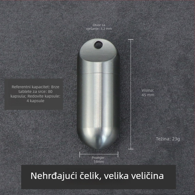 Prenosna bočica za tablete od titanijeve legure, zatvorena i vodootporna, s karabinom za ključ, kompaktna kapsularna kutija za vanjsku upotrebu