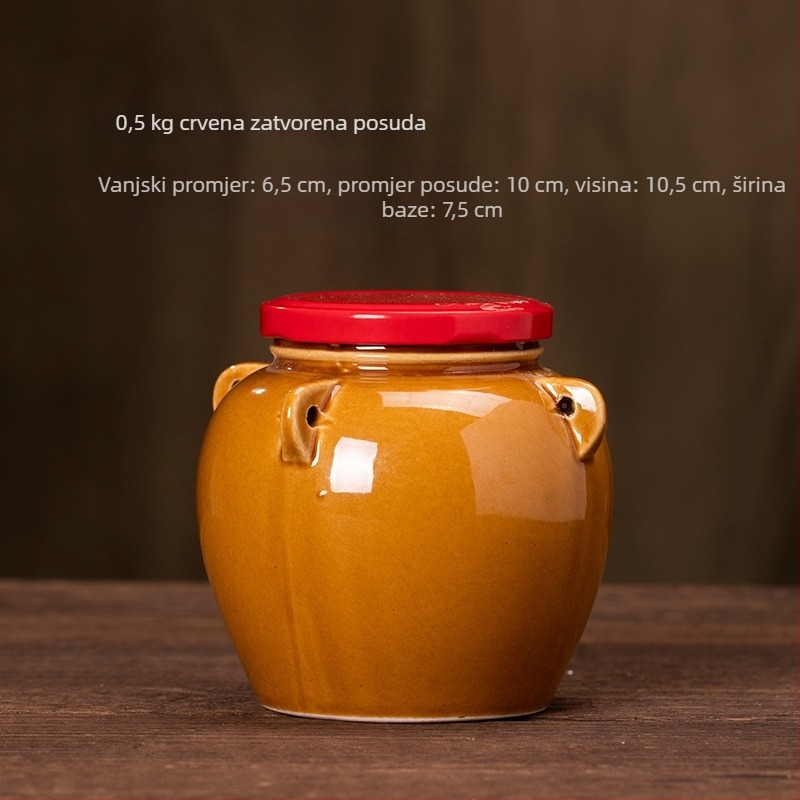 Keramička posuda za skladištenje s čepom za zatvaranje, za med, svinjsku mast, kiselo krastavce, čaj i žitarice, 501-800 ml