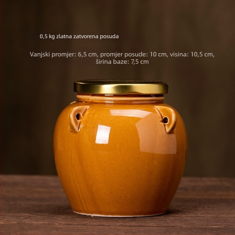 Keramička posuda za skladištenje s čepom za zatvaranje, za med, svinjsku mast, kiselo krastavce, čaj i žitarice, 501-800 ml