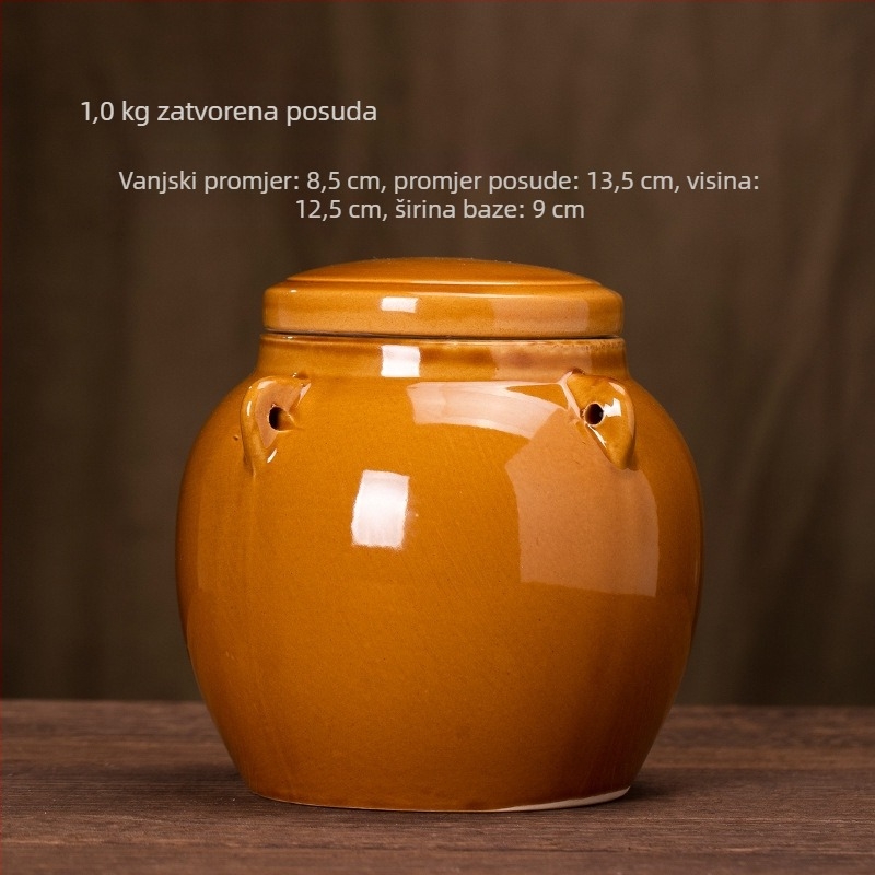 Keramička posuda za skladištenje s čepom za zatvaranje, za med, svinjsku mast, kiselo krastavce, čaj i žitarice, 501-800 ml