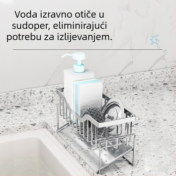 Nehrđajući čelični stalak za kuhinjsku drez, stalak za odvodnju, bez alata za ugradnju, na radnu plohu, višenamjenska polica