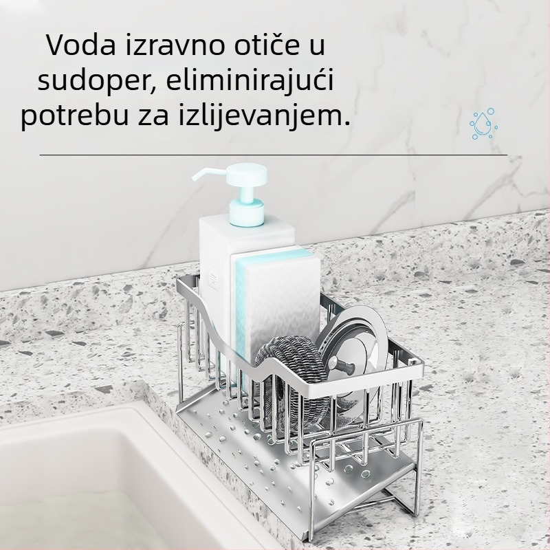 Nehrđajući čelični stalak za kuhinjsku drez, stalak za odvodnju, bez alata za ugradnju, na radnu plohu, višenamjenska polica