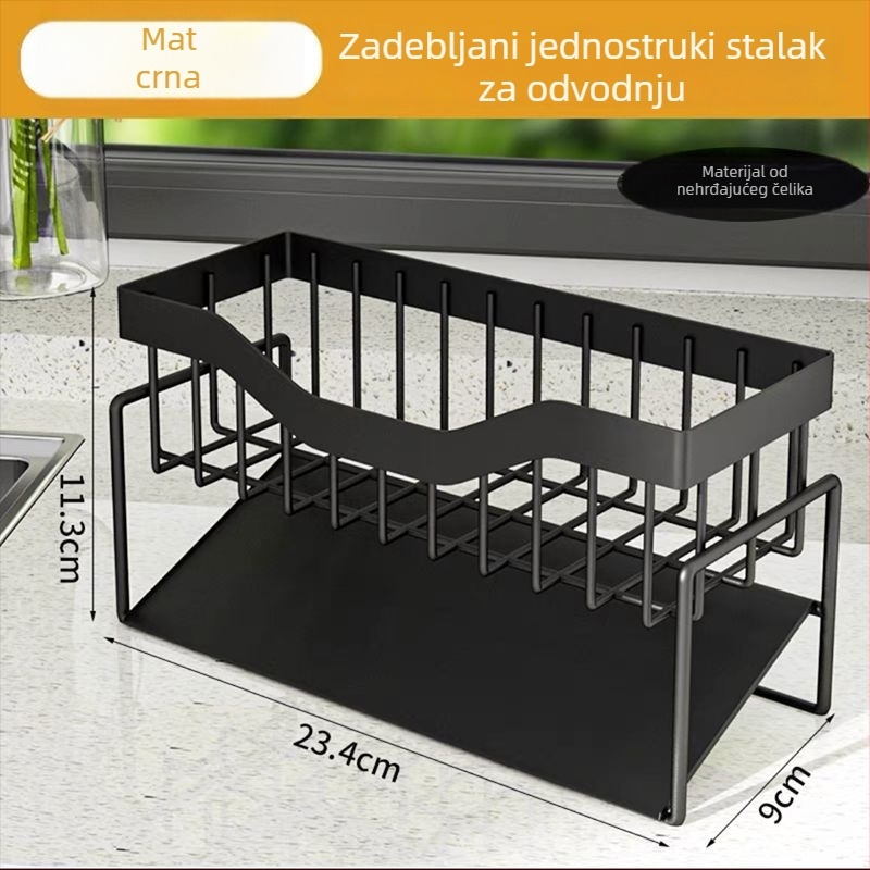 Nehrđajući čelični stalak za kuhinjsku drez, stalak za odvodnju, bez alata za ugradnju, na radnu plohu, višenamjenska polica