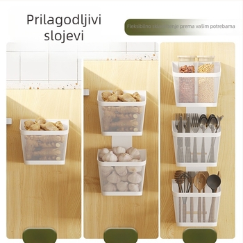 Bez bušenja: kuhinjski ormarić vrata – viseći košarasti organizator za skladištenje, zidni nosač od karbonske čelika, moderni minimalistički dizajn