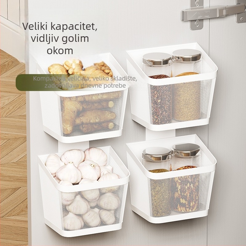 Bez bušenja: kuhinjski ormarić vrata – viseći košarasti organizator za skladištenje, zidni nosač od karbonske čelika, moderni minimalistički dizajn