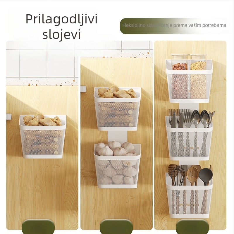 Bez bušenja: kuhinjski ormarić vrata – viseći košarasti organizator za skladištenje, zidni nosač od karbonske čelika, moderni minimalistički dizajn