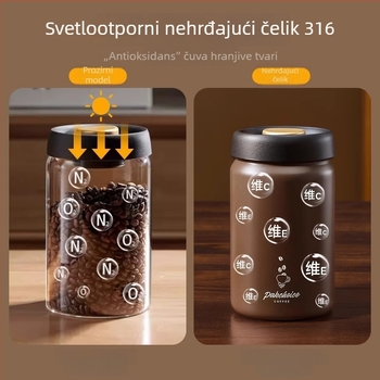 Vakumska posuda od nehrđajućeg čelika 316 za zrna kave, svjetlosno-otporan spremnik za čaj i kavy u prahu, prehrambene kvalitete, okrugli oblik, 800–1000 ml