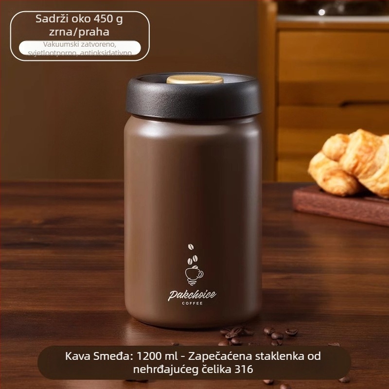 Vakumska posuda od nehrđajućeg čelika 316 za zrna kave, svjetlosno-otporan spremnik za čaj i kavy u prahu, prehrambene kvalitete, okrugli oblik, 800–1000 ml