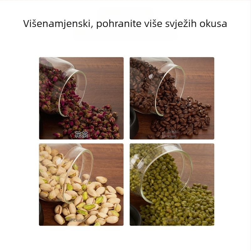 Staklena vakuumska posuda za čuvanje zrna kave i kave u prahu, hermetični spremnik za hranu s poklopcem, čuvanje čaja