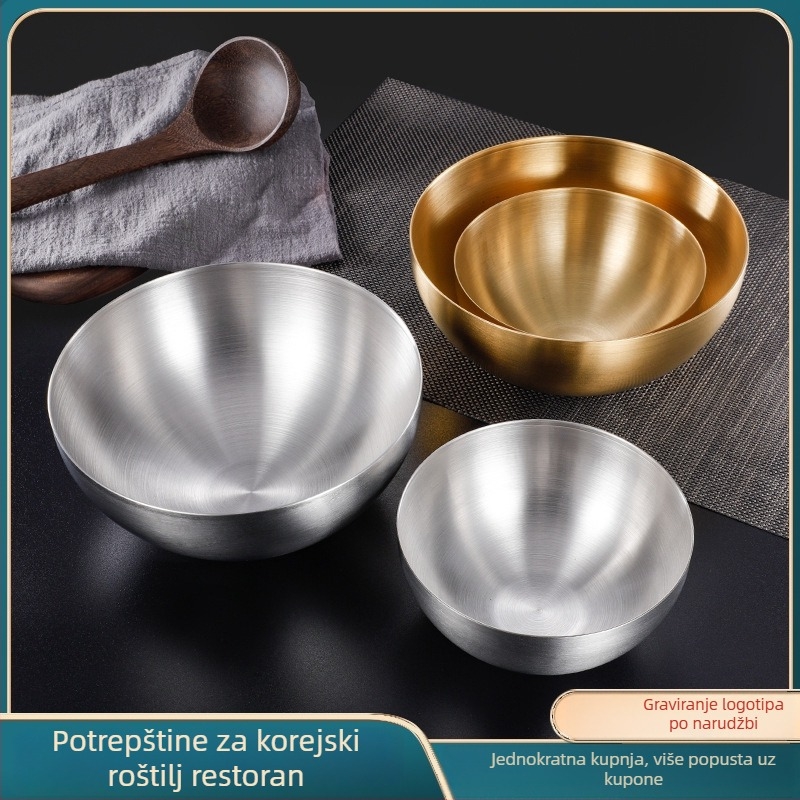 Nehrđajući čelik – zdjela za korejske hladne rezance, kuhinjska posuda za salate i miješanje, okrugla zdjela za miješanje, promjeri 15–15.9 cm i 20–20.9 cm