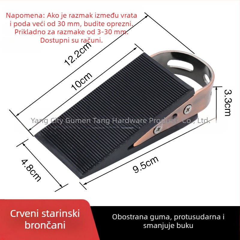 Nehrđajući čelični stoper za vrata, za staklena i drvena vrata, gumeni zaštitnik od sudara, podnu montažu, sigurnosni limitator bez bušenja