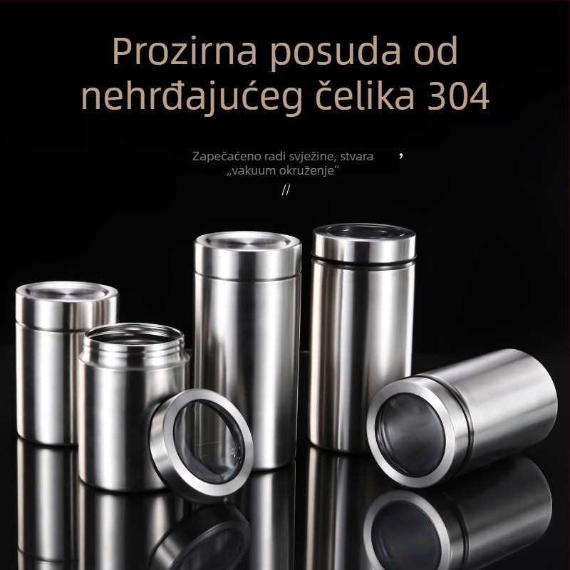 304 nehrđajući čelik – posuda za čaj, zrna kave, matcha i kakao u prahu - vodonepropusna s navojnim poklopcem, zapremina 800-1000 ml
