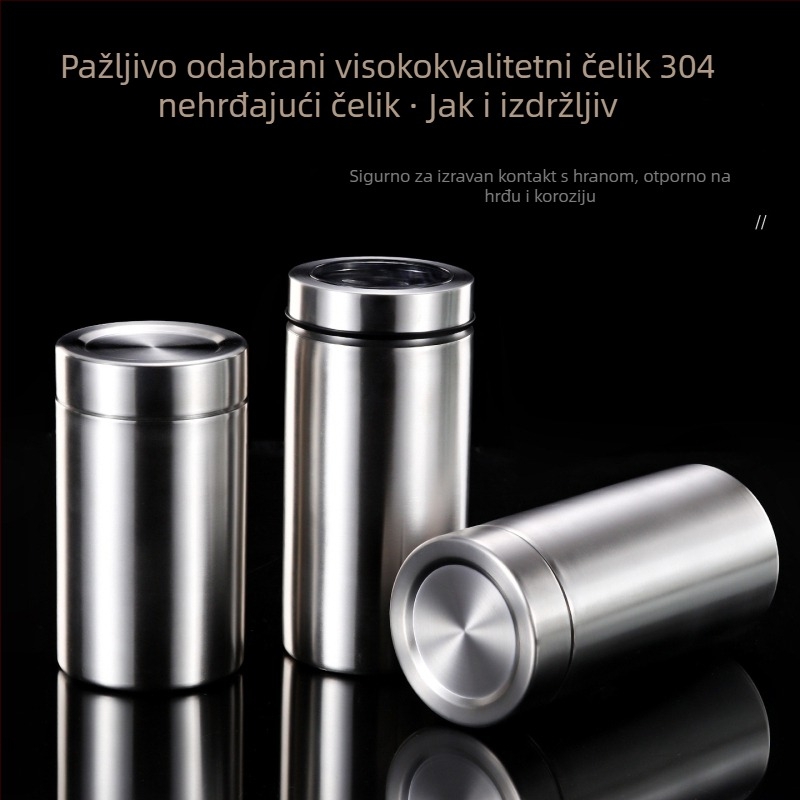 304 nehrđajući čelik – posuda za čaj, zrna kave, matcha i kakao u prahu - vodonepropusna s navojnim poklopcem, zapremina 800-1000 ml