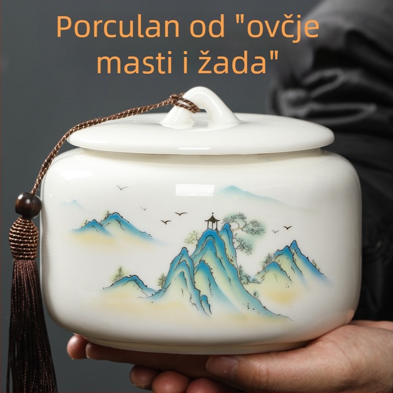 Velika keramička hermetički zatvorena posuda za čaj, bijeli porculan, visokokvalitetno čuvanje čaja
