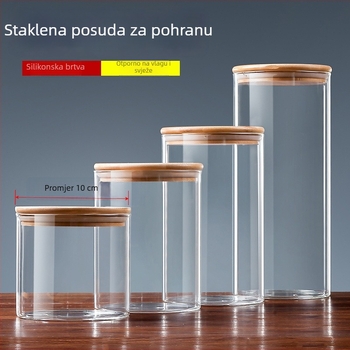 Prozirna staklena hermetički zatvorena posuda za kuhinjsko skladištenje, prehrambena kvaliteta, otpornost na vlagu, širokog promjera, za kavu, čaj i grickalice