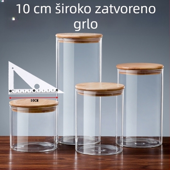 Prozirna staklena hermetički zatvorena posuda za kuhinjsko skladištenje, prehrambena kvaliteta, otpornost na vlagu, širokog promjera, za kavu, čaj i grickalice
