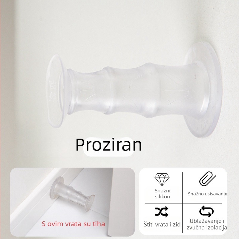 Silikonski usisni držač za vrata, bez bušenja, tiha zaštita od udara za vrata kupaonice i spavaće sobe, stražnji usisni dio od gume i plastike