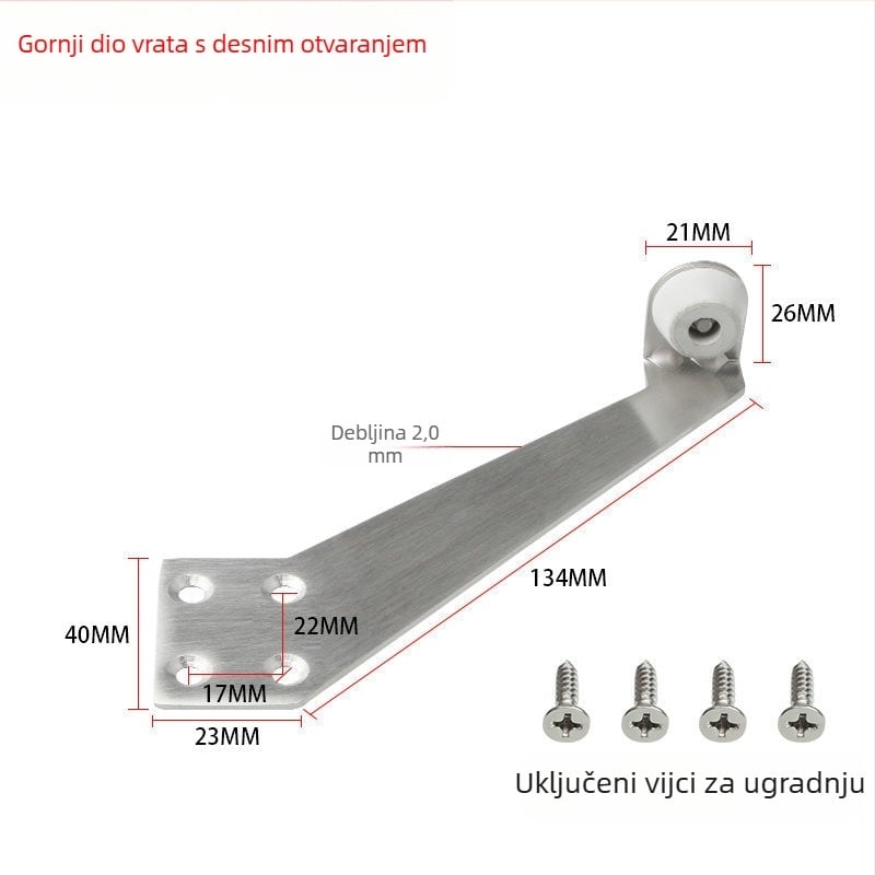 Prošireni zidni stopper za staklena vrata od 304 nerđajućeg čelika, brušeni završetak