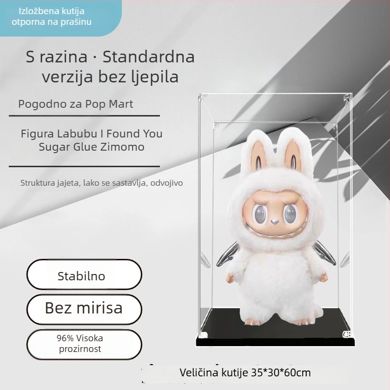 Bubble Mart Zimomo kutija za izlaganje, druga generacija, proziran akrilni poklopac za prašinu
