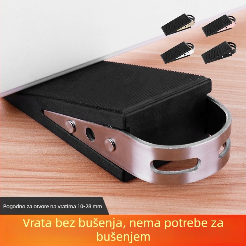 Pokretni dverni zaustavljač od silikona i nehrđajućeg čelika, limitator udarca za drvena i staklena vrata, bez bušenja