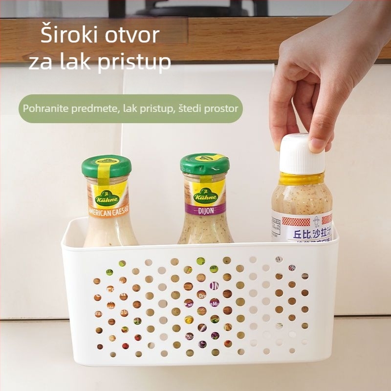 Organizator za vrata kuhinjskog ormarića s kukama i visećim košarama – držač za prozirnu foliju, višerazinski unutarnji skladišni sustav