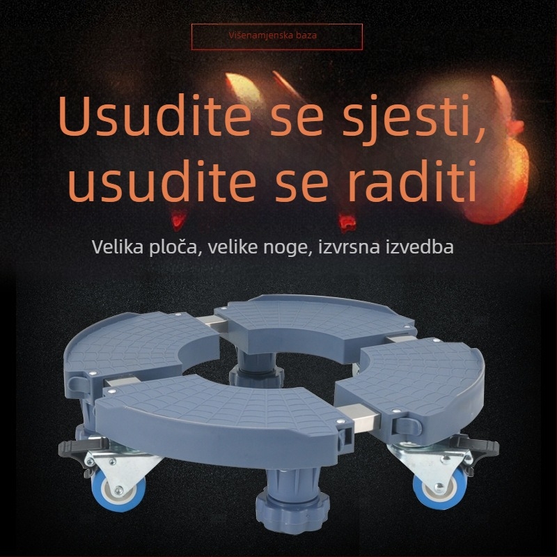 Uspravna kružna baza za klima-uređaj s visinskim podesivim stalkom, univerzalnim kotačićima, pomičnom pladnju za lonce, otpornošću na vlagu i podignutim skladišnim nosačem