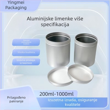 Aluminijska posuda s navojem, kapacitet 200–1000 ml, višenamjensko zatvoreno pakiranje za čaj, orašaste plodove, žitarice, grickalice i slatkiše