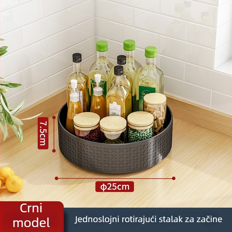 360° okretni stalak za začine u kuhinjskom kutu – spremnik boca ulja, soli, umaka i octa