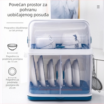 Kuhinjski stalak za posuđe i zdjele s poklopcem, dvostruki plastični organizator s odvodom